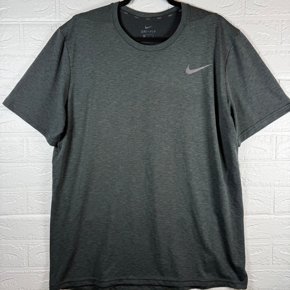 Nike Dri-Fit Training Shirt Mens XL Charcoal Gray Heather Short Sleeve Tee